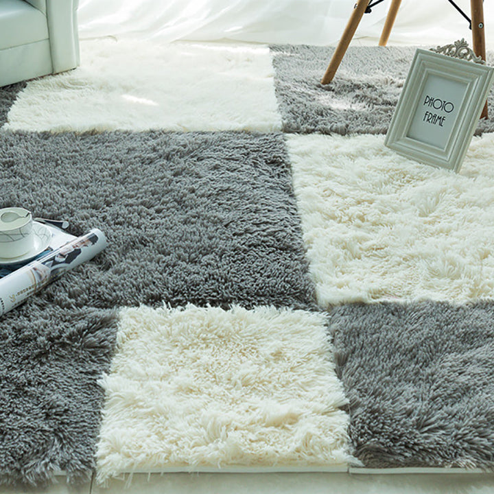 Lisslune | Modern Carpet Tiles Interlocking Color Block Shag Carpet Tiles