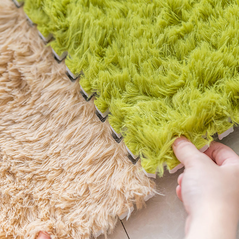 Lisslune | Modern Carpet Tiles Interlocking Color Block Shag Carpet Tiles