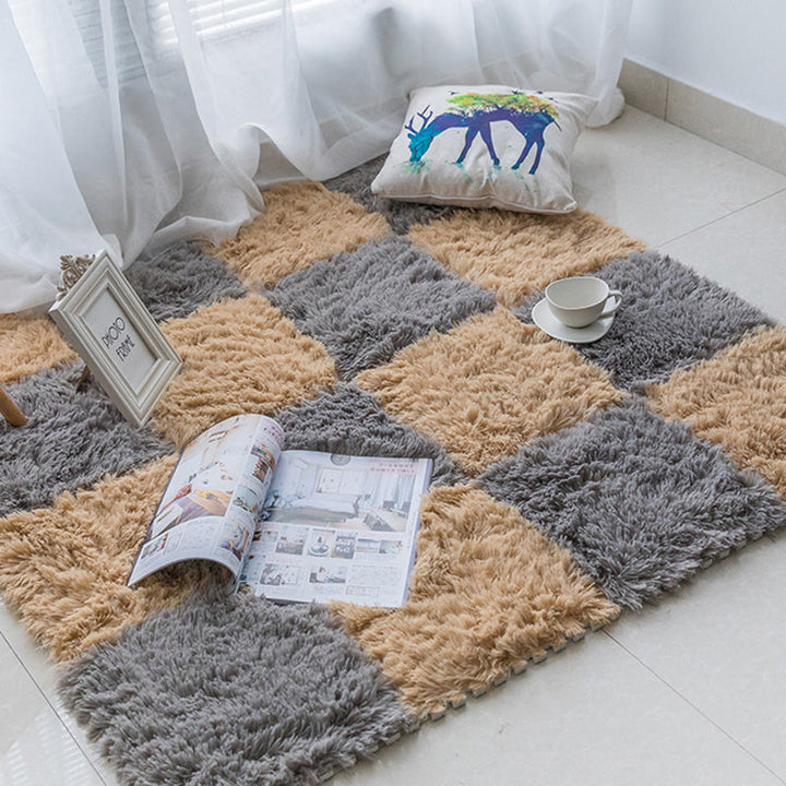 Lisslune | Modern Carpet Tiles Interlocking Color Block Shag Carpet Tiles