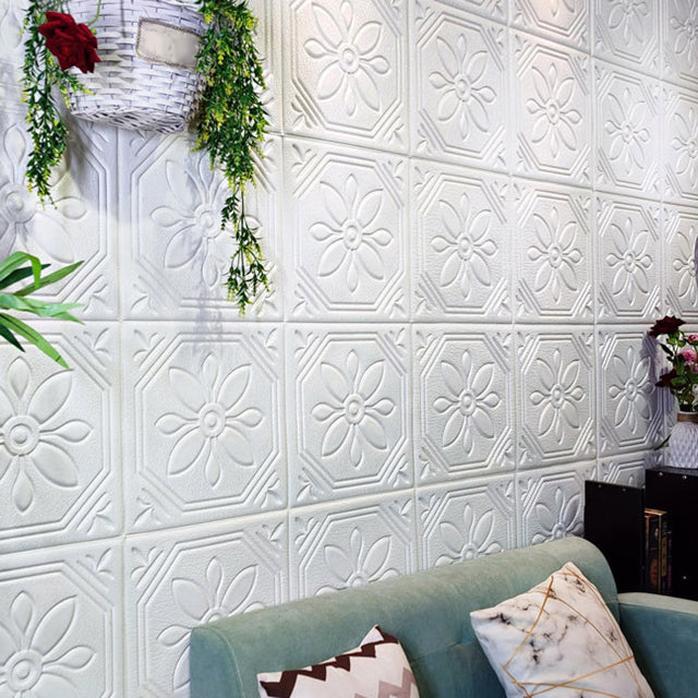 Lisslune | Modern Wall Panel Floral 3D Print Peel and Stick Waterproof Wall Panels