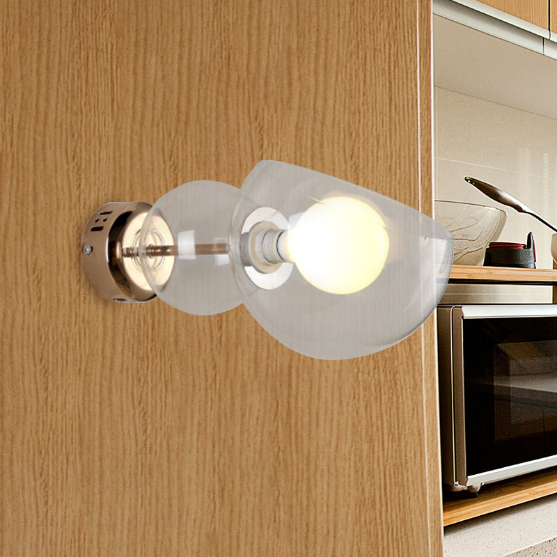 Lisslune | 1 Head Bedroom Wall Lamp Postmodern Brass Wall Lighting with Dome Clear/Amber Glass Shade