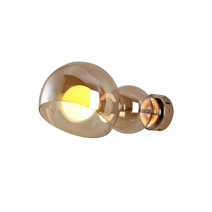 Lisslune | 1 Head Bedroom Wall Lamp Postmodern Brass Wall Lighting with Dome Clear/Amber Glass Shade
