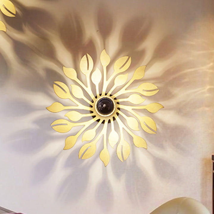 Lisslune | Wooden floral wall lamp wall light simple style 1 head beige wall light for bedroom