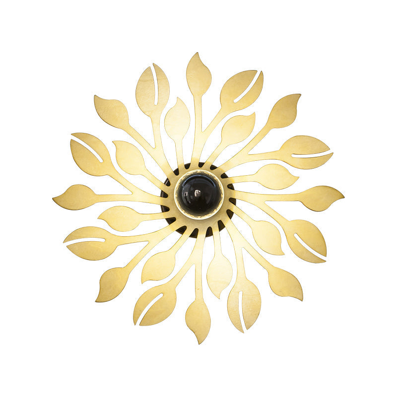 Lisslune | Wooden floral wall lamp wall light simple style 1 head beige wall light for bedroom