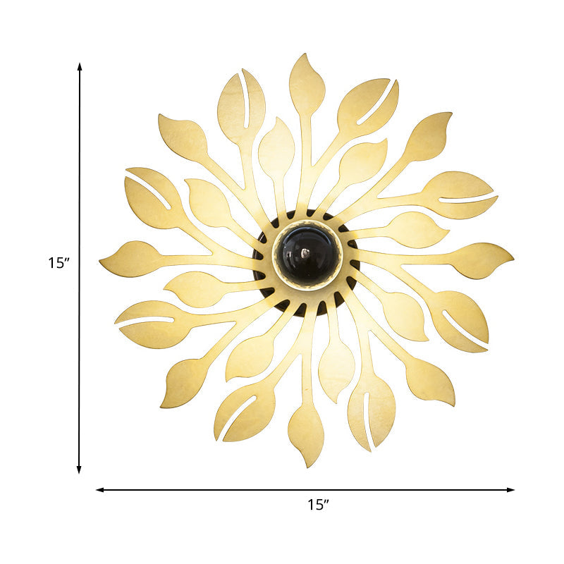 Lisslune | Wooden floral wall lamp wall light simple style 1 head beige wall light for bedroom