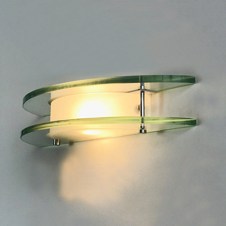 Lisslune | Designer Dual Arc Shape Wall Light Clear Glass 1-Light Nightstand Placeable Wall Mount Lamp