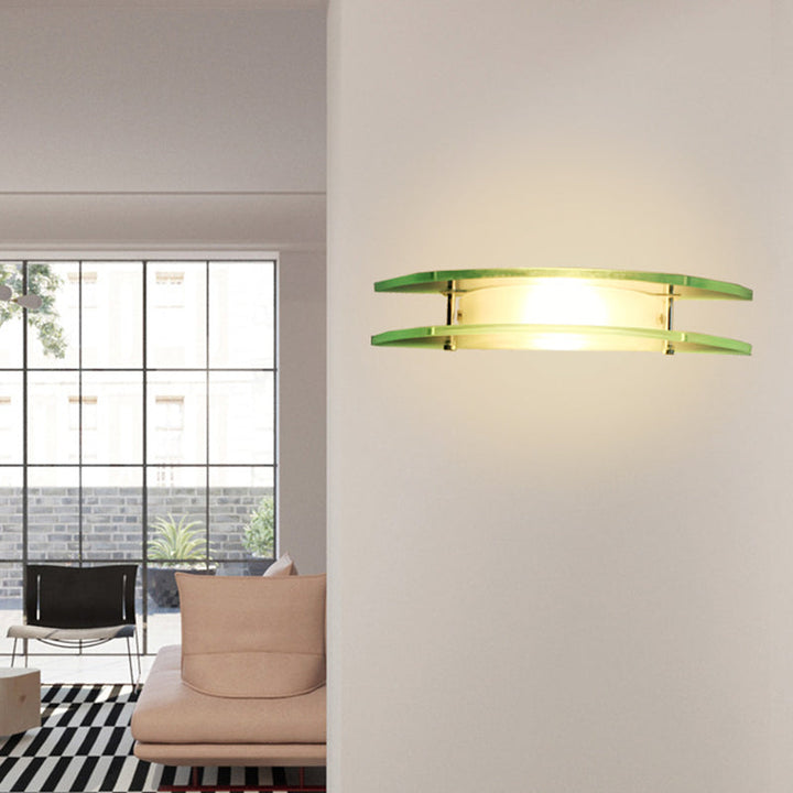 Lisslune | Designer Dual Arc Shape Wall Light Clear Glass 1-Light Nightstand Placeable Wall Mount Lamp