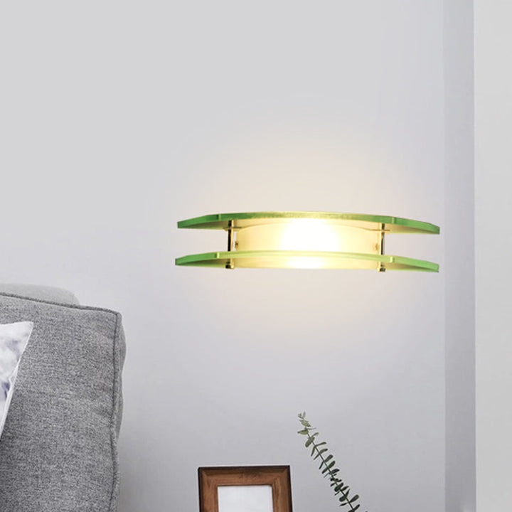 Lisslune | Designer Dual Arc Shape Wall Light Clear Glass 1-Light Nightstand Placeable Wall Mount Lamp