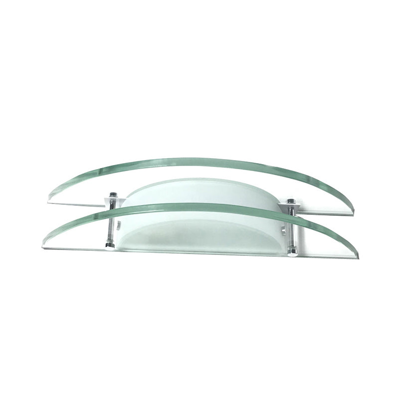 Lisslune | Designer Dual Arc Shape Wall Light Clear Glass 1-Light Nightstand Placeable Wall Mount Lamp