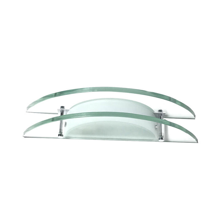 Lisslune | Designer Dual Arc Shape Wall Light Clear Glass 1-Light Nightstand Placeable Wall Mount Lamp