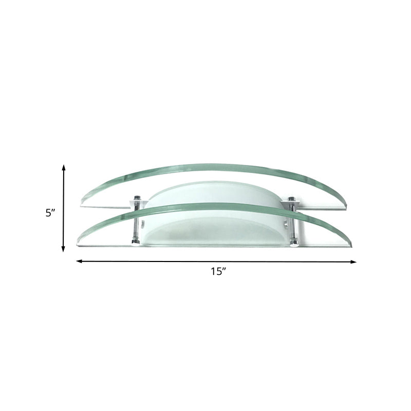 Lisslune | Designer Dual Arc Shape Wall Light Clear Glass 1-Light Nightstand Placeable Wall Mount Lamp