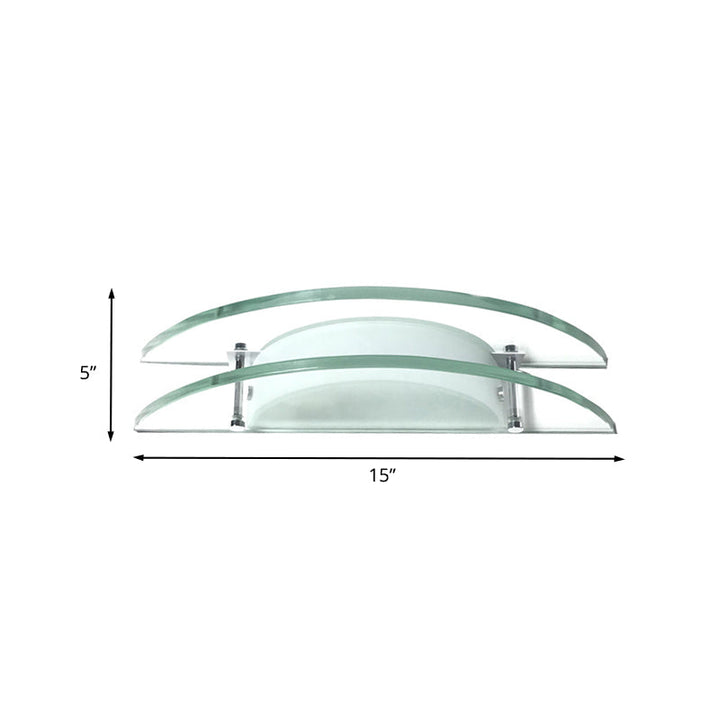 Lisslune | Designer Dual Arc Shape Wall Light Clear Glass 1-Light Nightstand Placeable Wall Mount Lamp