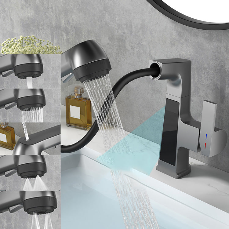 Lisslune | Modern Sink Faucet Pull-Out Lever Handle Brass Faucet Bathroom