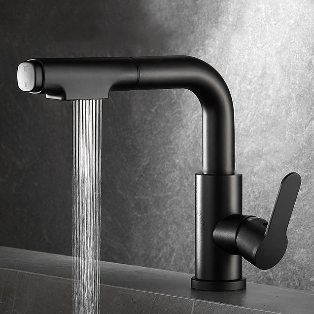 Lisslune | Modern Sink Faucet Pull-Out Lever Handle Brass Faucet Bathroom