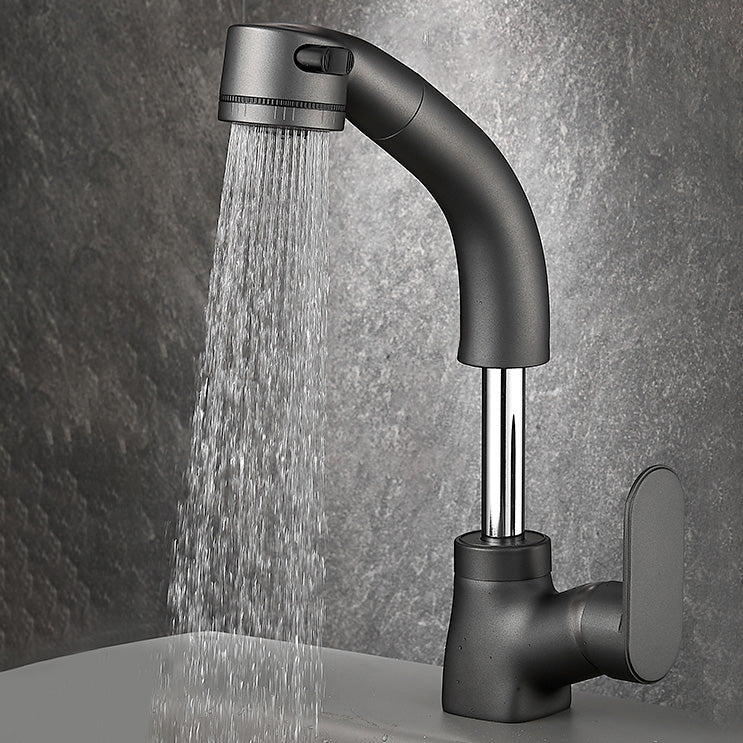 Lisslune | Modern Sink Faucet Pull-Out Lever Handle Brass Faucet Bathroom
