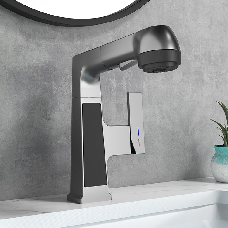 Lisslune | Modern Sink Faucet Pull-Out Lever Handle Brass Faucet Bathroom