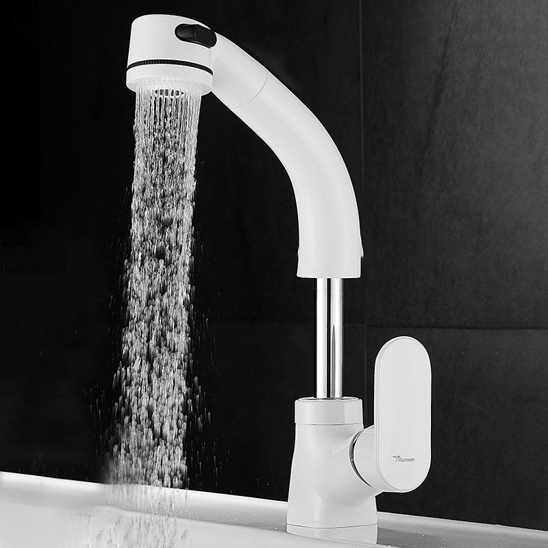 Lisslune | Modern Sink Faucet Pull-Out Lever Handle Brass Faucet Bathroom