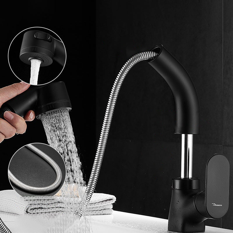 Lisslune | Modern Sink Faucet Pull-Out Lever Handle Brass Faucet Bathroom