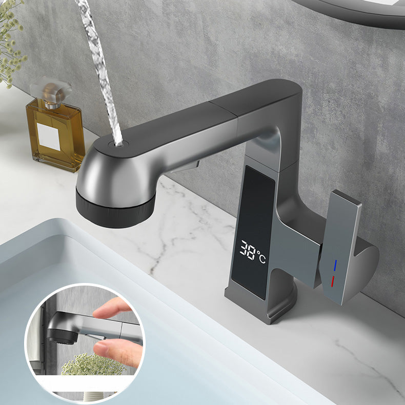 Lisslune | Modern Sink Faucet Pull-Out Lever Handle Brass Faucet Bathroom