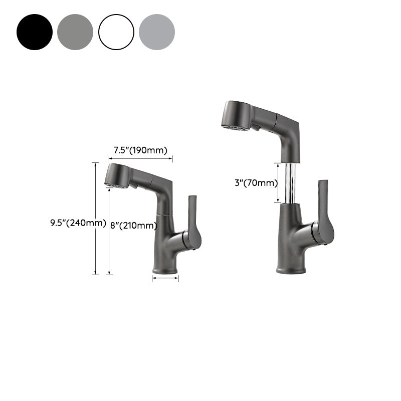 Lisslune | Modern Sink Faucet Pull-Out Lever Handle Brass Faucet Bathroom