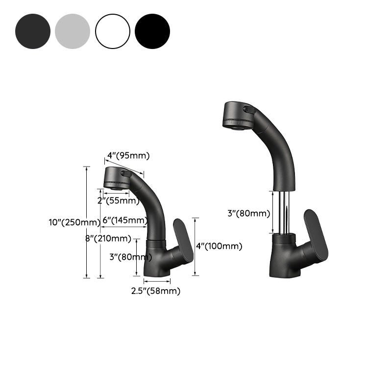 Lisslune | Modern Sink Faucet Pull-Out Lever Handle Brass Faucet Bathroom