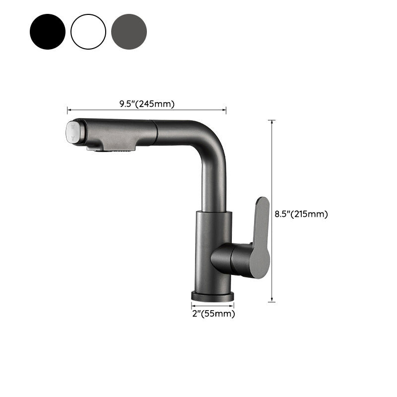 Lisslune | Modern Sink Faucet Pull-Out Lever Handle Brass Faucet Bathroom