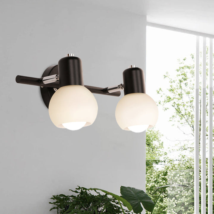 Lisslune | Modo Wall Light Minimalist Opal Glass 2/3 Bulb Office Wall Mounted Lamp in Black with Linear Design