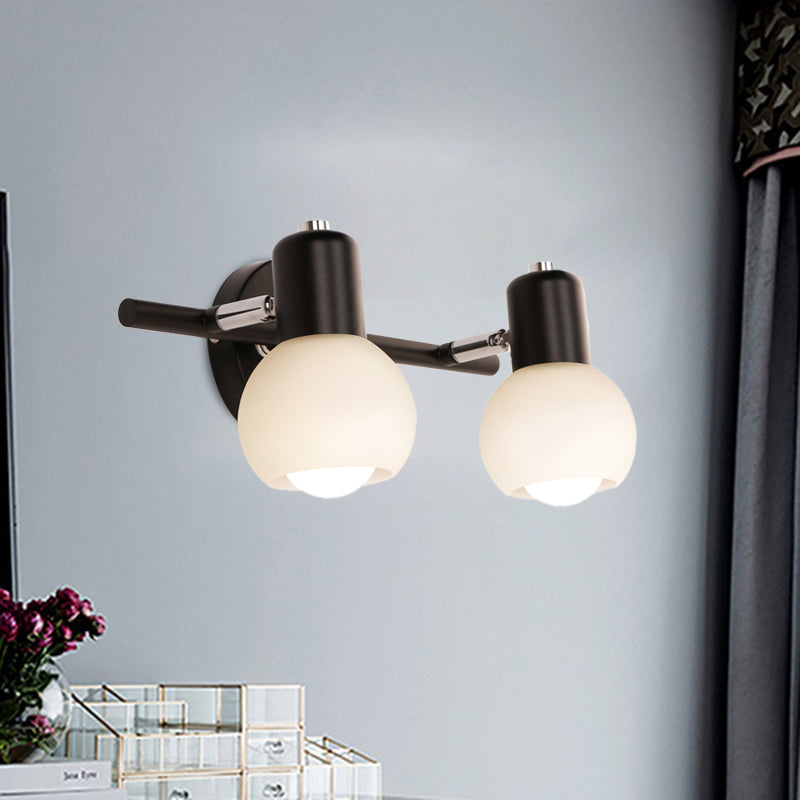 Lisslune | Modo Wall Light Minimalist Opal Glass 2/3 Bulb Office Wall Mounted Lamp in Black with Linear Design