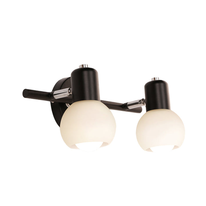 Lisslune | Modo Wall Light Minimalist Opal Glass 2/3 Bulb Office Wall Mounted Lamp in Black with Linear Design