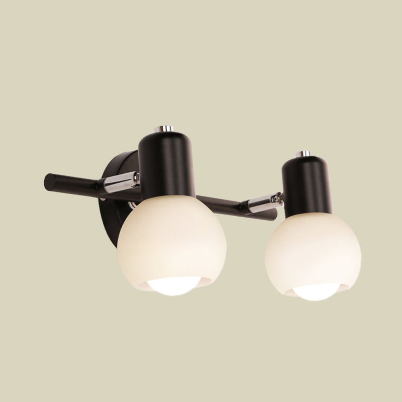 Lisslune | Modo Wall Light Minimalist Opal Glass 2/3 Bulb Office Wall Mounted Lamp in Black with Linear Design