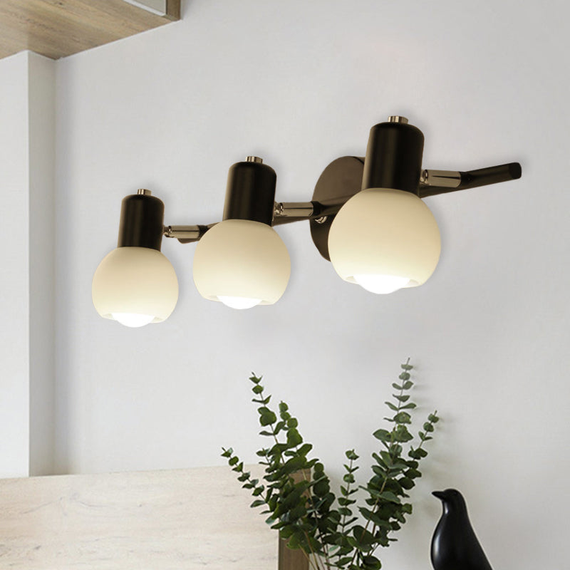 Lisslune | Modo Wall Light Minimalist Opal Glass 2/3 Bulb Office Wall Mounted Lamp in Black with Linear Design