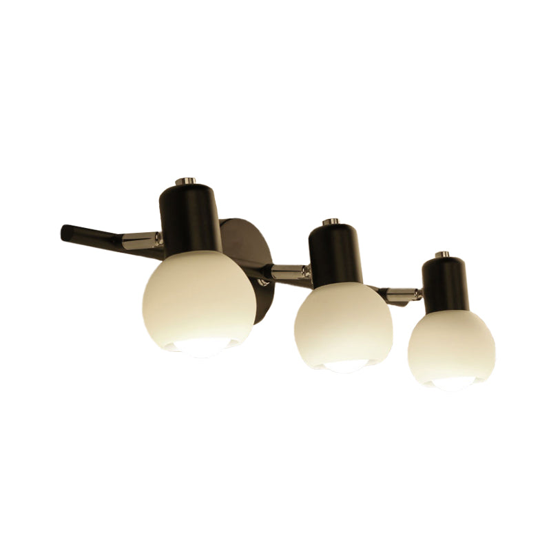Lisslune | Modo Wall Light Minimalist Opal Glass 2/3 Bulb Office Wall Mounted Lamp in Black with Linear Design