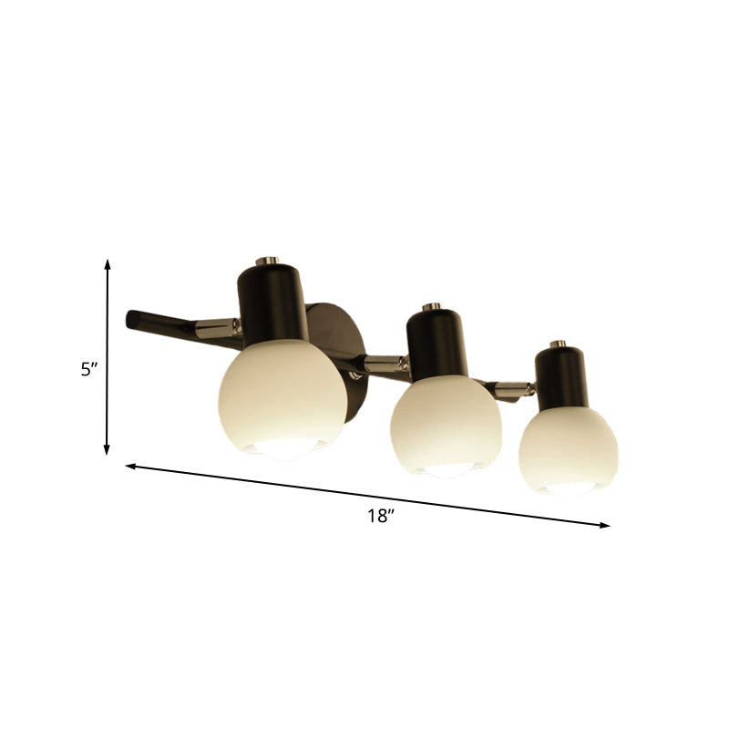 Lisslune | Modo Wall Light Minimalist Opal Glass 2/3 Bulb Office Wall Mounted Lamp in Black with Linear Design