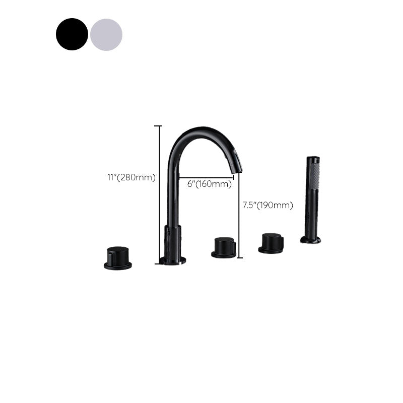 Lisslune | Contemporary Bathroom Faucet Deck Mount Copper Low Arc Swivel Roman Bathtub Faucet Set