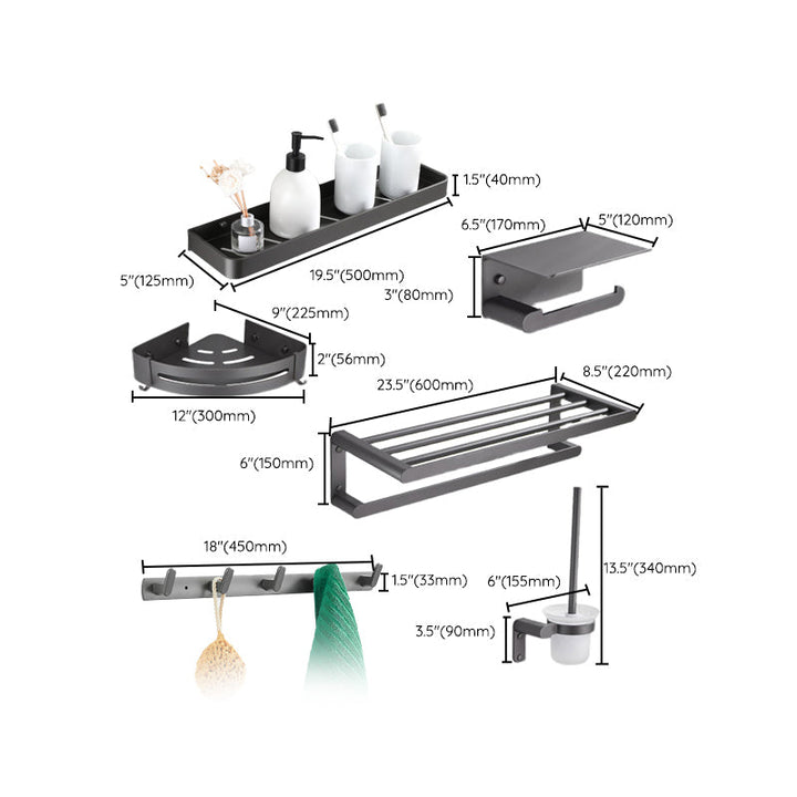 Lisslune | Modern Gray Bathroom Accessory As a Single Piece or As a Set Made of Metal