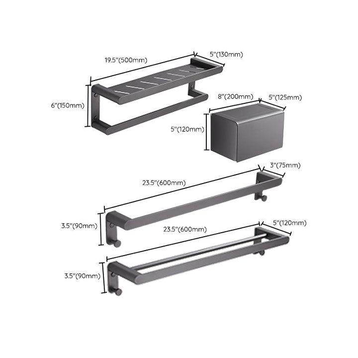 Lisslune | Modern Gray Bathroom Accessory As a Single Piece or As a Set Made of Metal