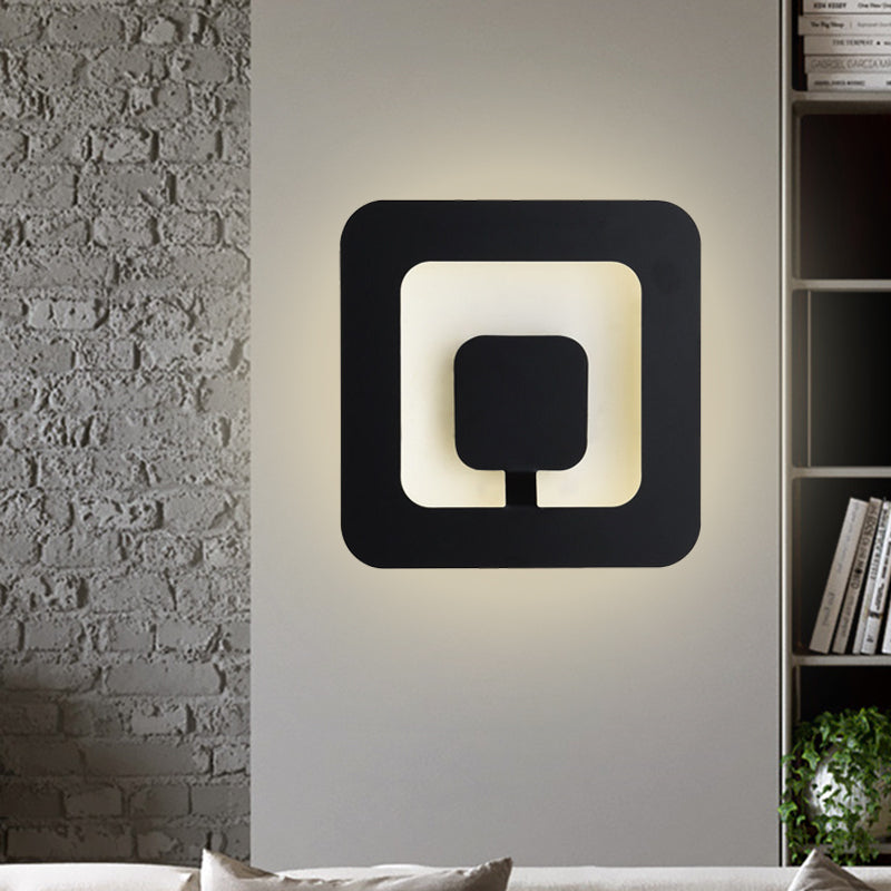 Lisslune | Minimalistic square wall lamp fixture made of iron 7"/9" wide LED bedroom wall lighting ideas in black