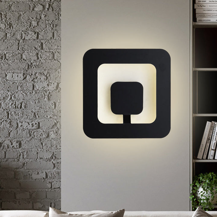 Lisslune | Minimalistic square wall lamp fixture made of iron 7"/9" wide LED bedroom wall lighting ideas in black