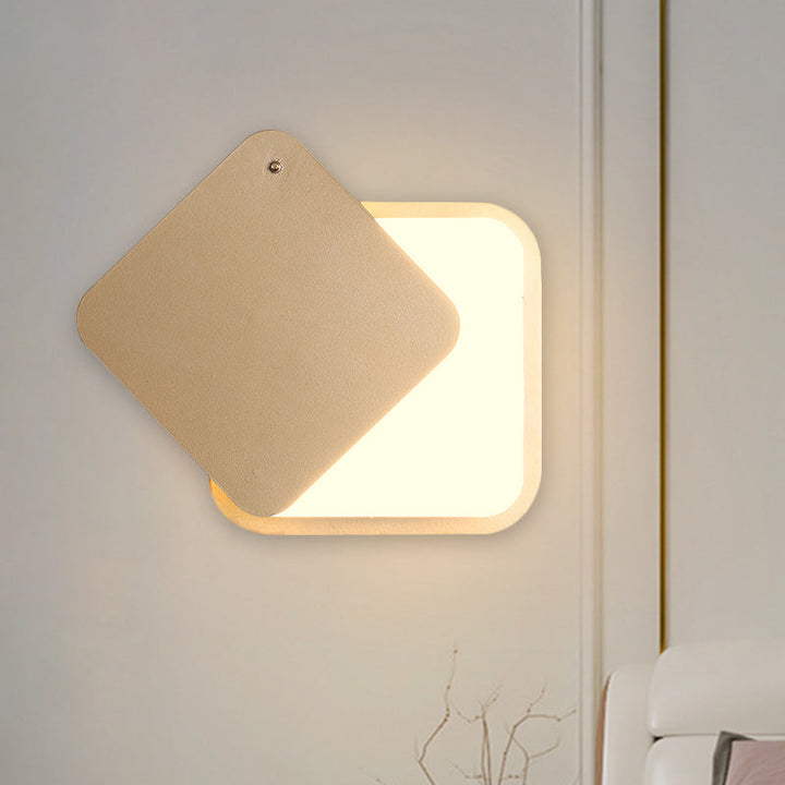 Lisslune | Gold Finish Square Wall Lighting Modernism LED Metal Wall Lamp with Rotatable Design