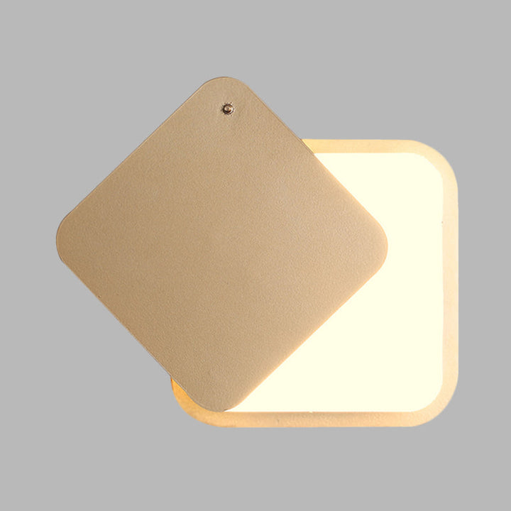 Lisslune | Gold Finish Square Wall Lighting Modernism LED Metal Wall Lamp with Rotatable Design