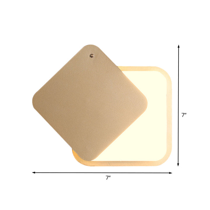 Lisslune | Gold Finish Square Wall Lighting Modernism LED Metal Wall Lamp with Rotatable Design