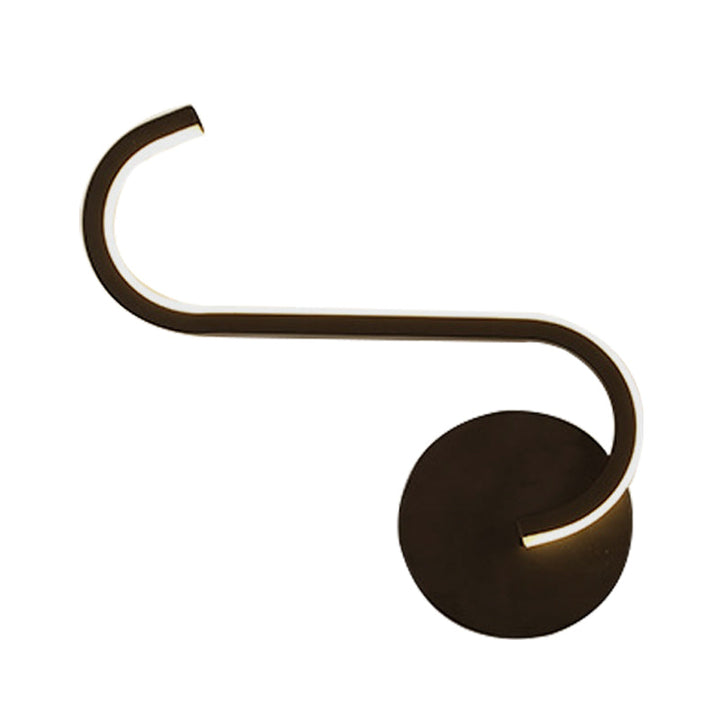 Lisslune | Hook-shaped Metal Wall Light Simple LED Black Wall Lamp in Warm/White Light for the Living Room