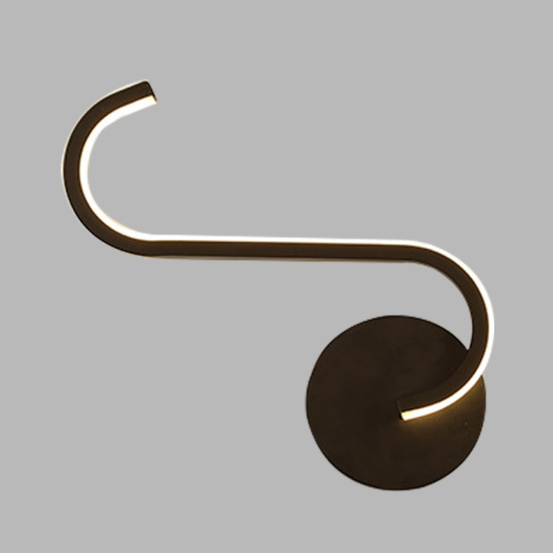 Lisslune | Hook-shaped Metal Wall Light Simple LED Black Wall Lamp in Warm/White Light for the Living Room