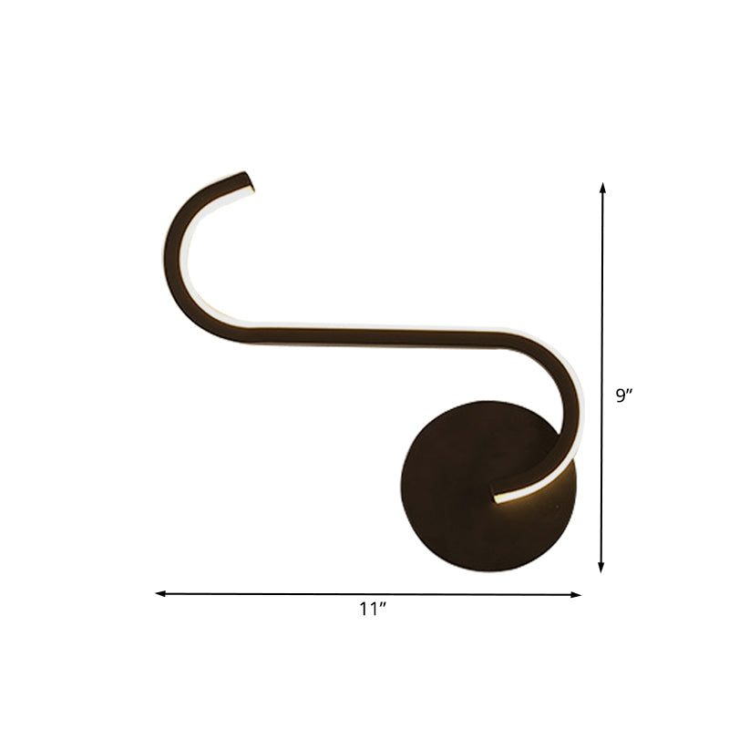 Lisslune | Hook-shaped Metal Wall Light Simple LED Black Wall Lamp in Warm/White Light for the Living Room