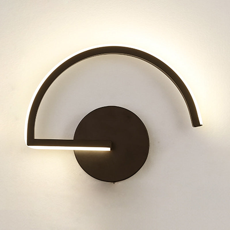 Lisslune | Black Half-Circle Wall Light Minimalist LED Iron Wall-Mounted Wall Light for Bedroom in Warm/White Light