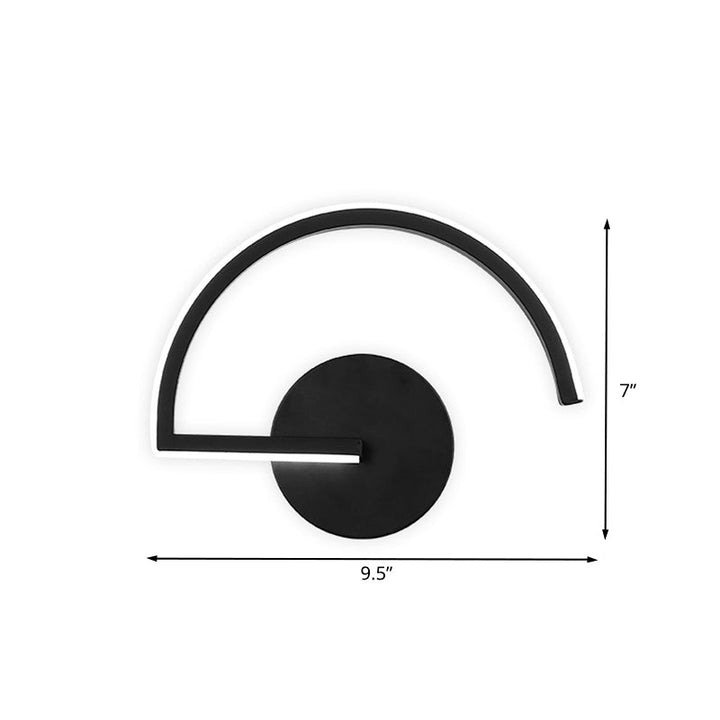 Lisslune | Black Half-Circle Wall Light Minimalist LED Iron Wall-Mounted Wall Light for Bedroom in Warm/White Light