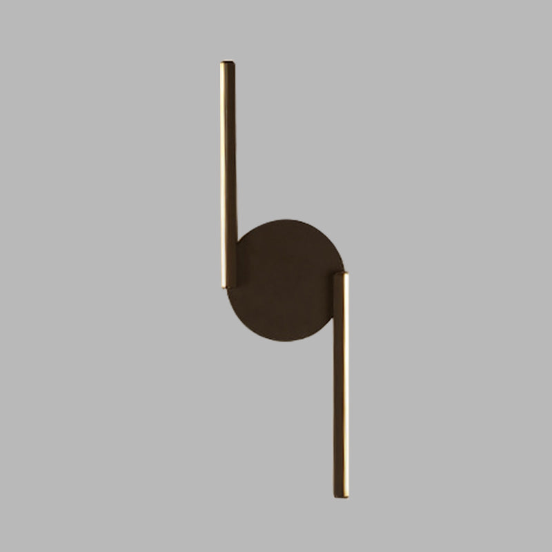Lisslune | Double Line Wall Lighting Modern Iron LED Black Wall Mounted Light with Circular Wall Plate in Warm/White Light