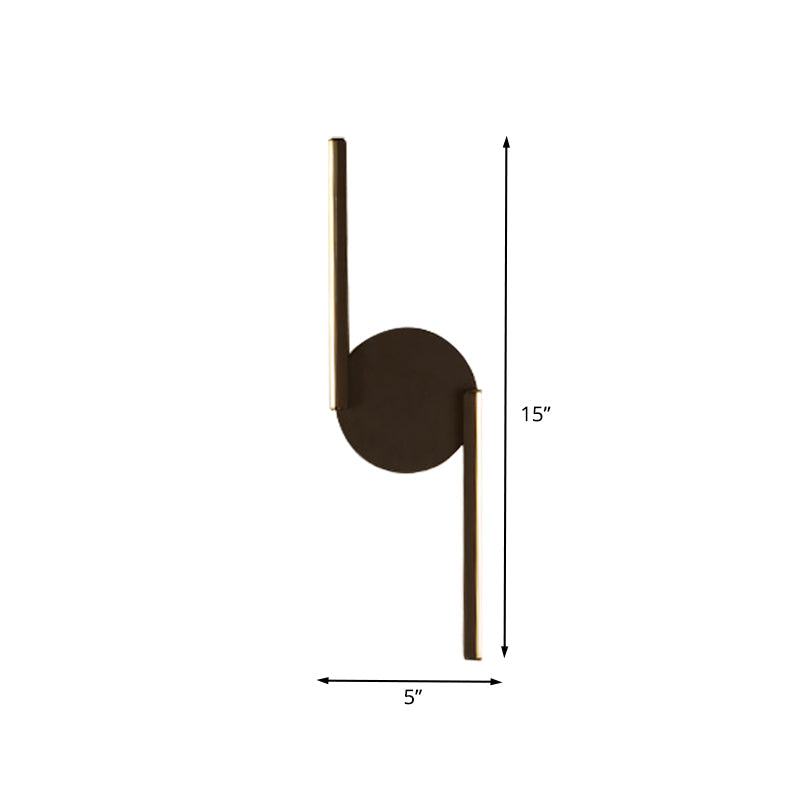 Lisslune | Double Line Wall Lighting Modern Iron LED Black Wall Mounted Light with Circular Wall Plate in Warm/White Light
