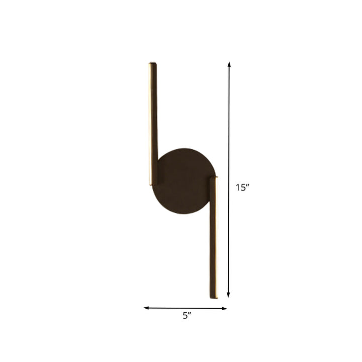 Lisslune | Double Line Wall Lighting Modern Iron LED Black Wall Mounted Light with Circular Wall Plate in Warm/White Light