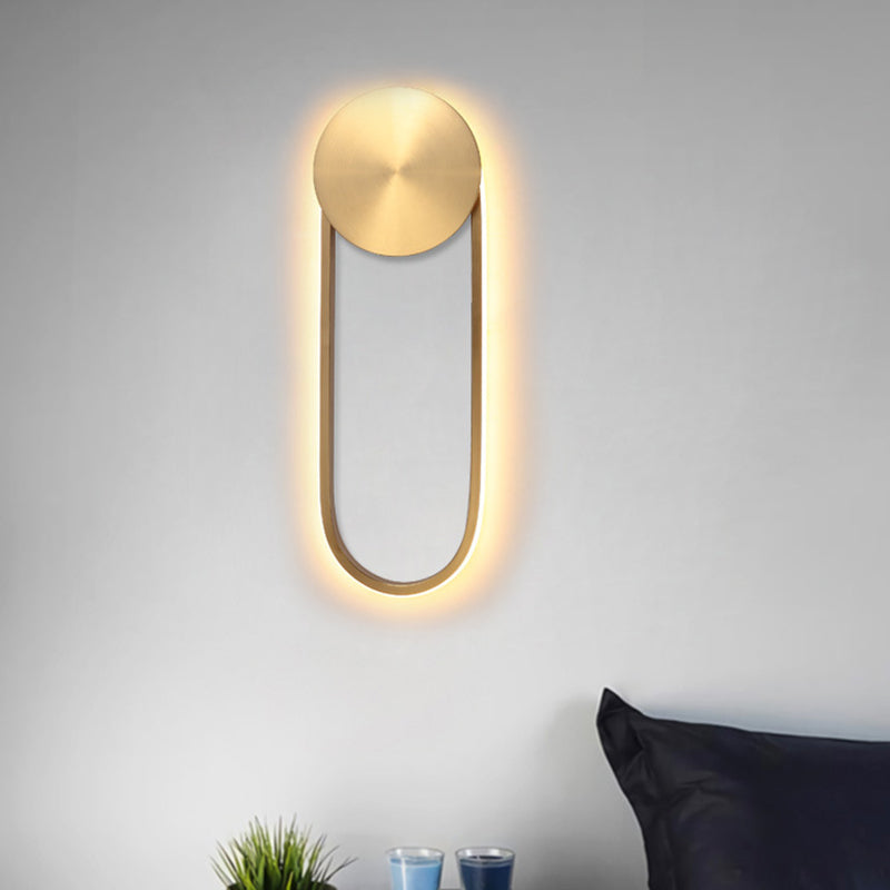 Lisslune | Brass Arch Shape Wall Light Postmodern LED Metal Wall Mounted Lamp for Bedroom